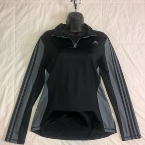 Adidas Climalite Women’s L Track Jacket, Black & Charcoal Gray Quarter Zip